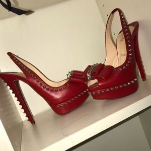 Preowned Christian Louboutin Lady Clou red 37